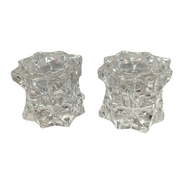 Vintage Mikasa Sparkling Star Crystal Glass Candle Holder, Set of 2 - Picture 5 of 7